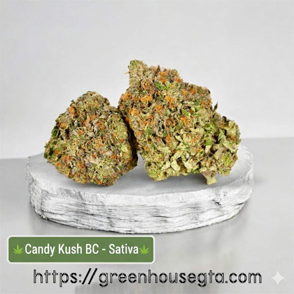 Candy Kush BC AAAA Sativa buds – Weekend Fire Deal 30% off by GreenHouseGTA with same-day weed delivery in Toronto & GTA