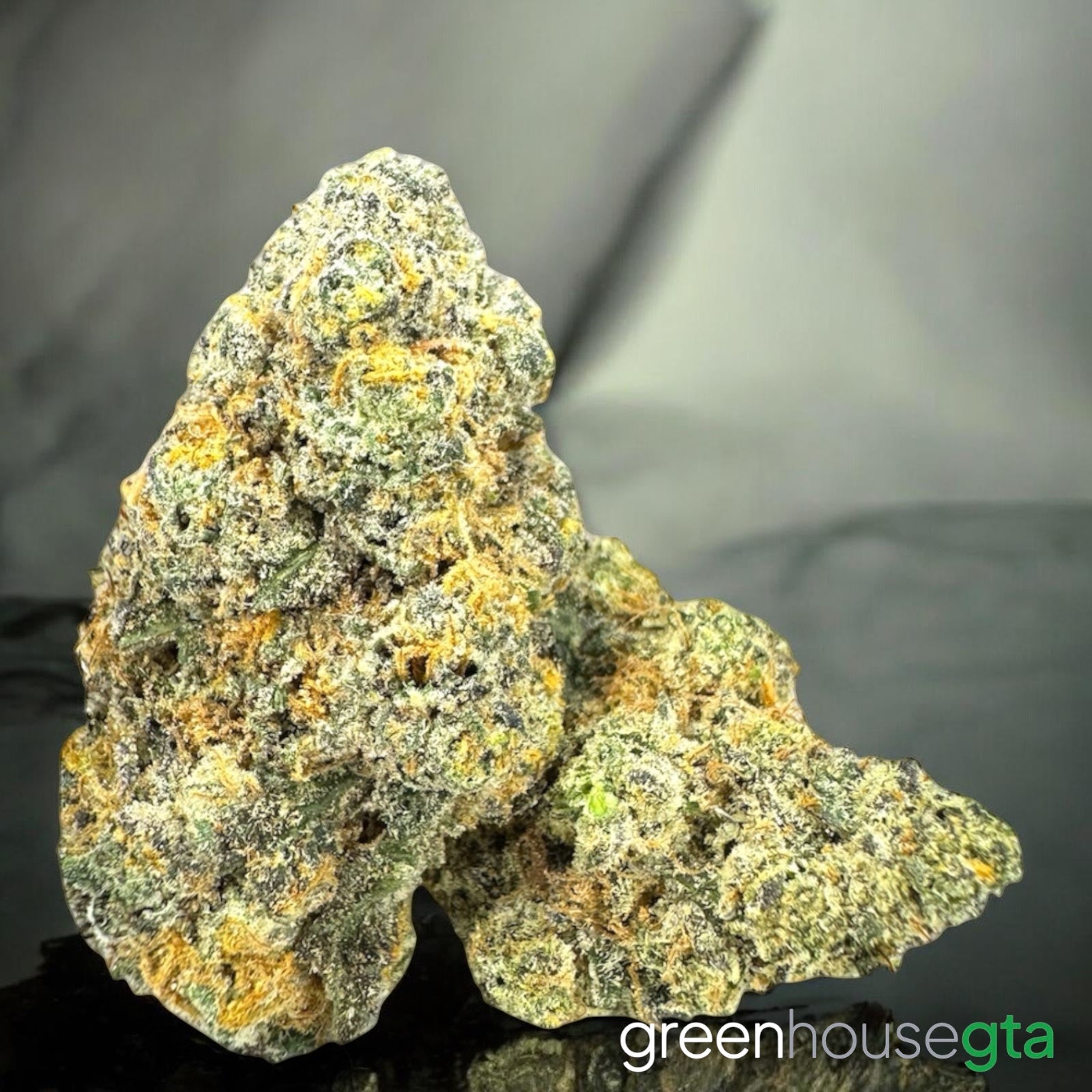 Close-up of Turbo Diesel AA+ Sativa cannabis bud featuring dense crystal trichomes, sticky resin, spicy diesel aroma and premium craft flower quality