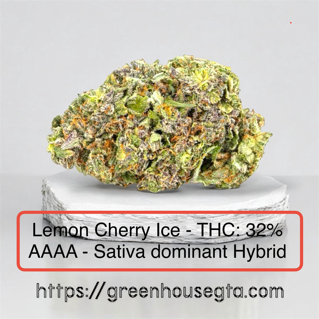 Lemon Cherry Ice AAAA cannabis bud macro shot – frosty green and yellow trichomes – premium weed delivery Toronto