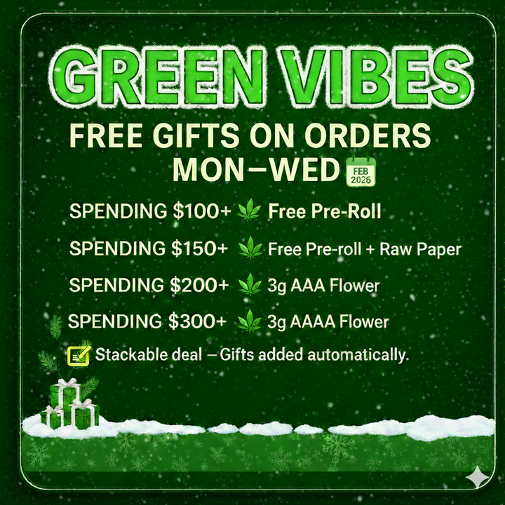 Green Vibes weed deal Toronto – free pre-roll gifts on orders Mon–Wed