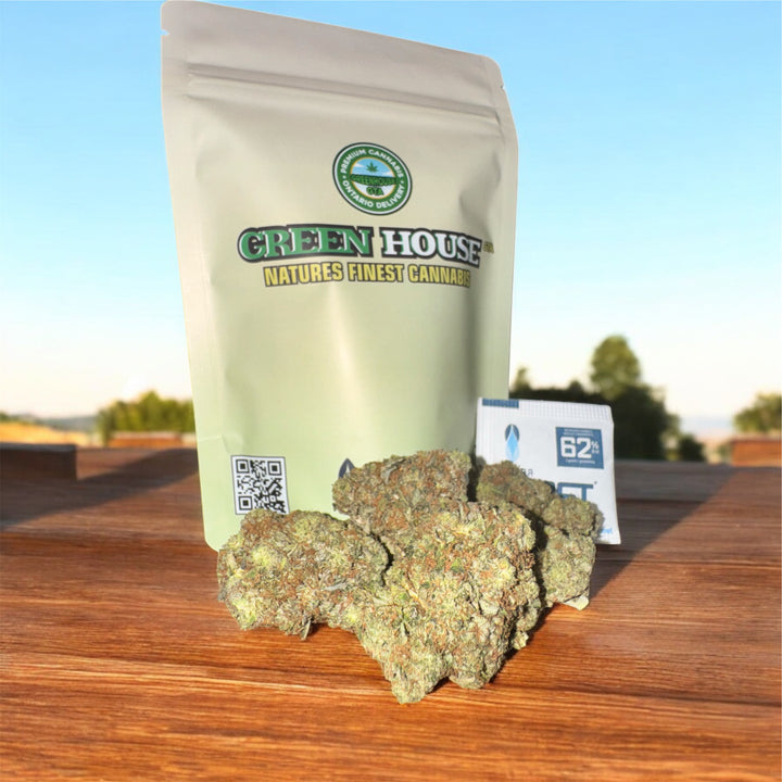 Pink Runtz AAA+ cannabis flower with GreenHouseGTA premium packaging – indica-dominant hybrid gas strain for same-day weed delivery Toronto