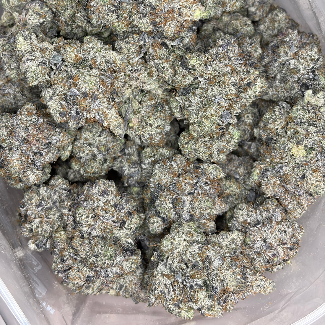 Close-up of Pink TruffleZ LSO package – luxury AAAAA gas indica strain with purple hues and trichomes – Toronto weed delivery