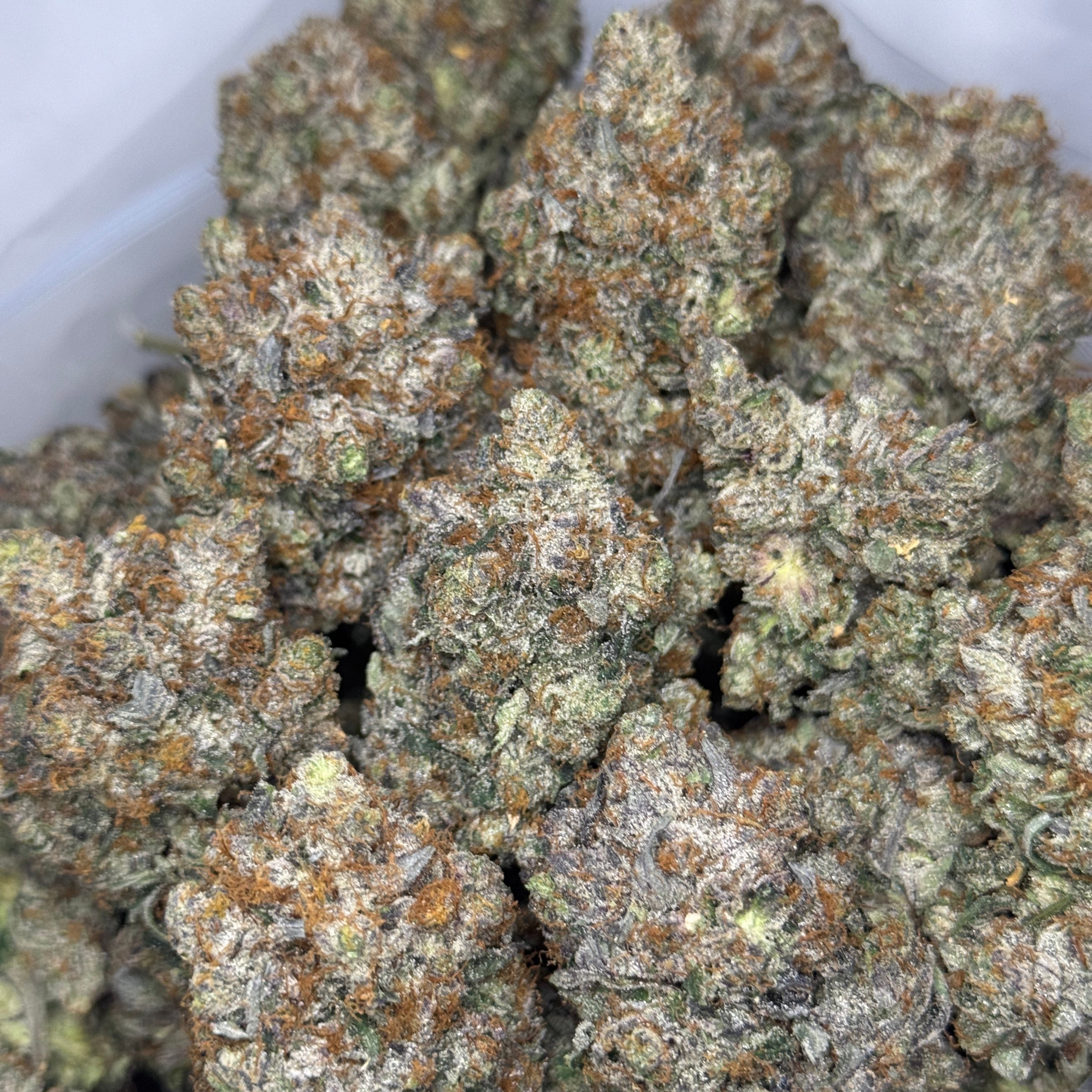 Pink Ghost AAAAA Indica – citrus-kush batch with bright orange hairs and crystal frost – weed delivery Toronto & GTA