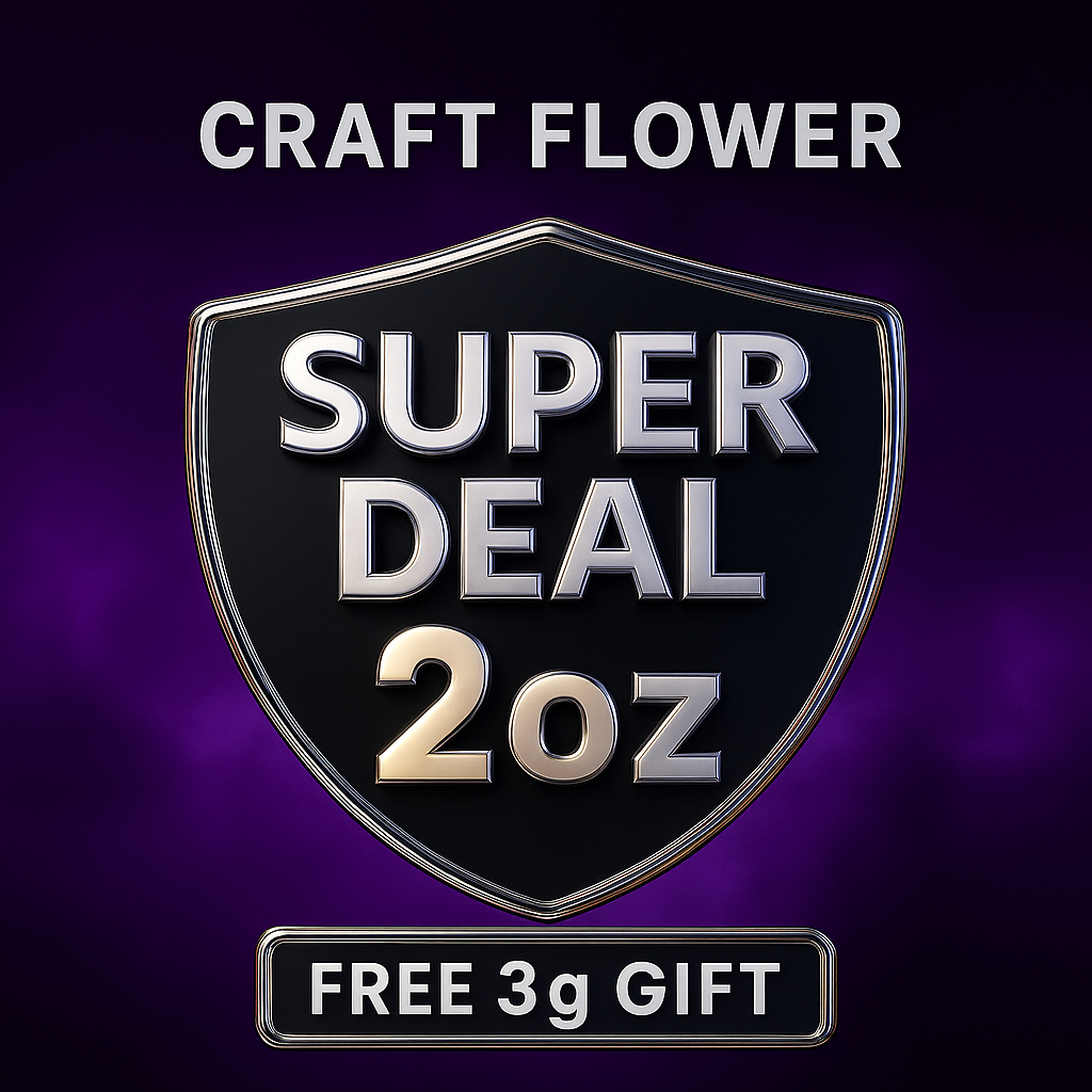 GreenHouseGTA Craft Flower Super Deal banner offering 2oz premium cannabis bundle plus 3g gift, curated from small-batch top strains